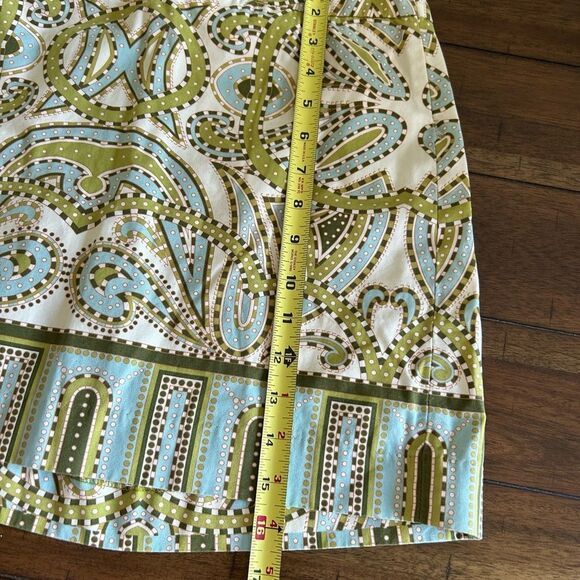 J. Crew Cream Green Paisley Cotton Mini Skirt Size 2 - Picture 5 of 9